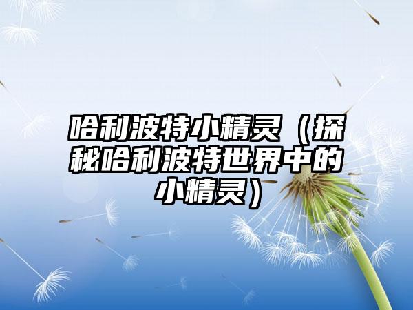哈利波特小精灵（探秘哈利波特世界中的小精灵）