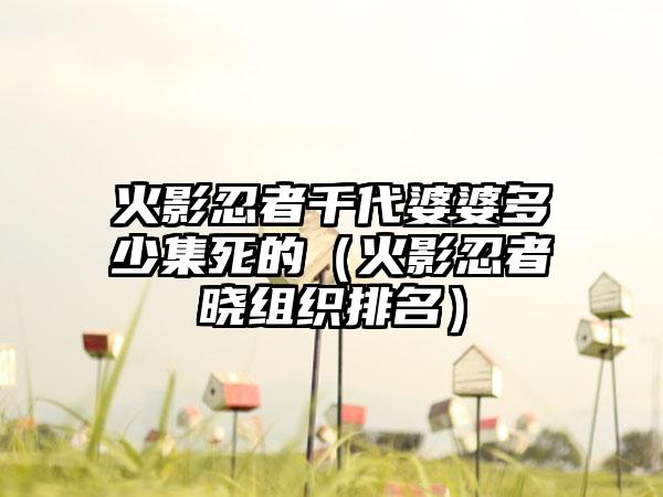 火影忍者千代婆婆多少集死的（火影忍者晓组织排名）