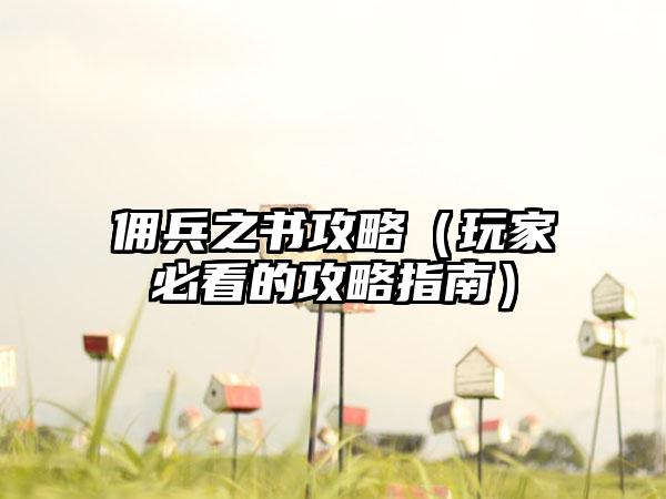 佣兵之书攻略（玩家必看的攻略指南）