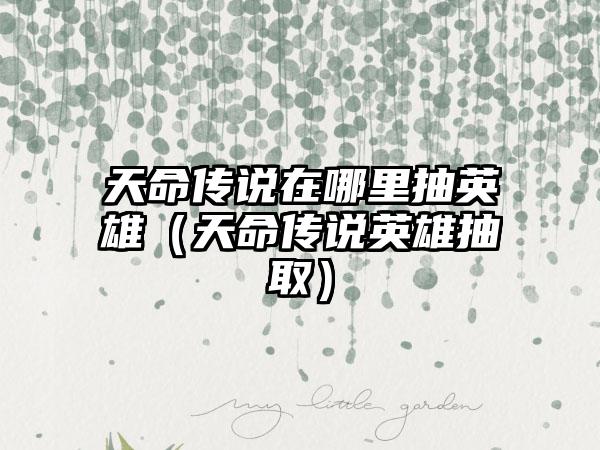 天命传说在哪里抽英雄（天命传说英雄抽取）