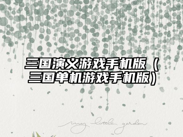 三国演义游戏手机版（三国单机游戏手机版）