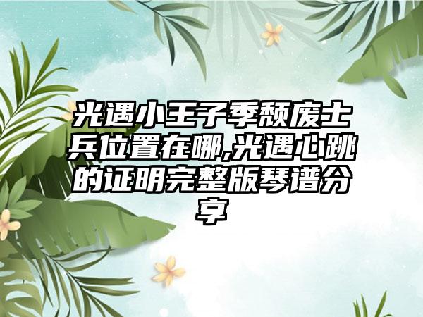 光遇小王子季颓废士兵位置在哪,光遇心跳的证明完整版琴谱分享