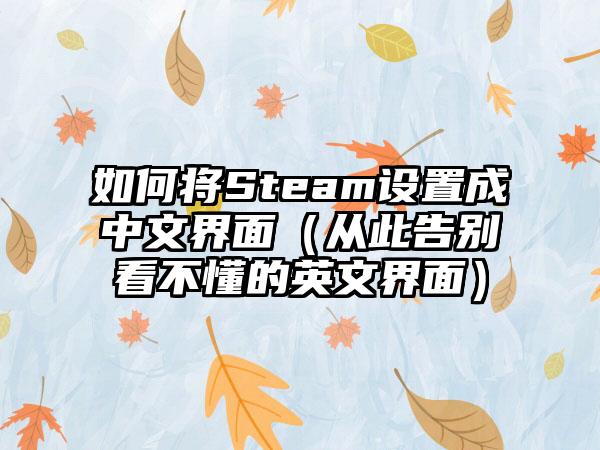 如何将Steam设置成中文界面（从此告别看不懂的英文界面）
