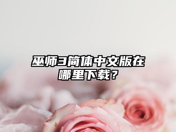 巫师3简体中文版在哪里？