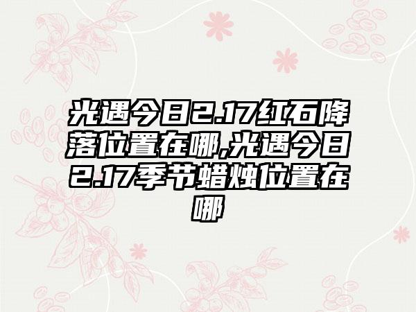 光遇今日2.17红石降落位置在哪,光遇今日2.17季节蜡烛位置在哪