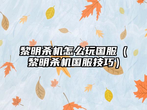 黎明杀机怎么玩国服（黎明杀机国服技巧）
