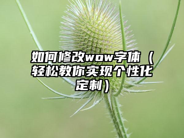如何修改wow字体（轻松教你实现个性化定制）