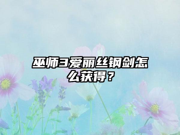 巫师3爱丽丝钢剑怎么获得？