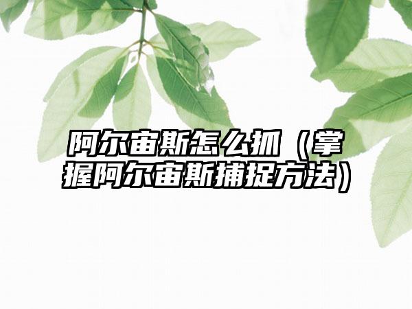 阿尔宙斯怎么抓（掌握阿尔宙斯捕捉方法）