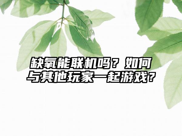 缺氧能联机吗？如何与其他玩家一起游戏？