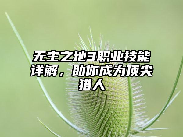 无主之地3职业技能详解，助你成为顶尖猎人