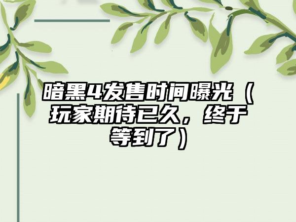 暗黑4发售时间曝光（玩家期待已久，终于等到了）