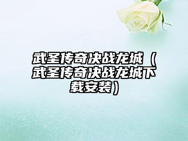 武圣传奇决战龙城（武圣传奇决战龙城安装）