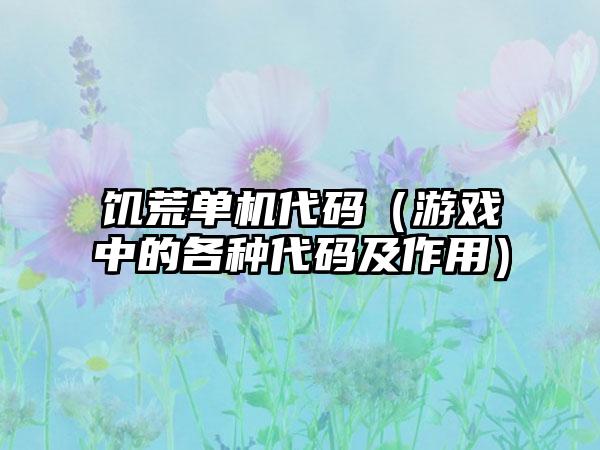 饥荒单机代码（游戏中的各种代码及作用）