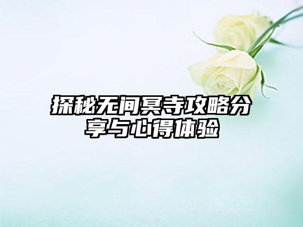 探秘无间冥寺攻略分享与心得体验