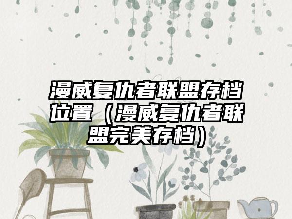 漫威复仇者联盟存档位置（漫威复仇者联盟完美存档）