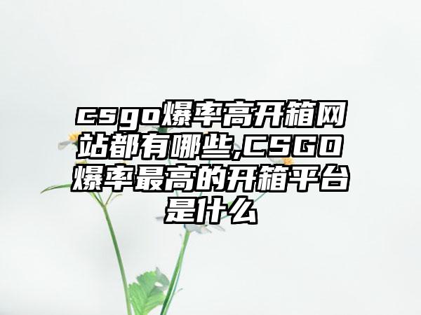 csgo爆率高开箱网站都有哪些,CSGO爆率最高的开箱平台是什么