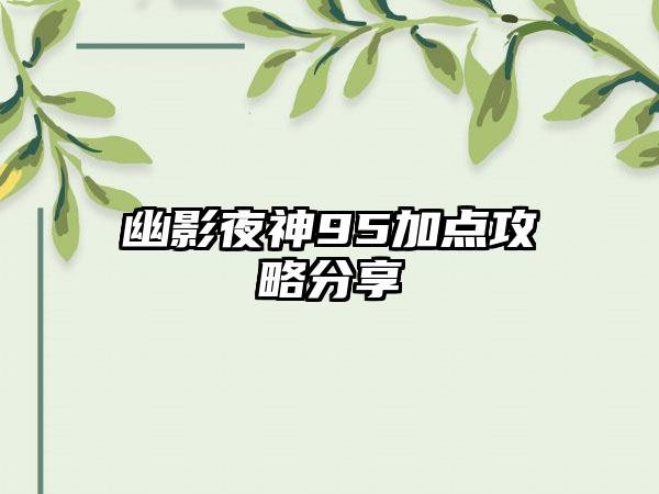 幽影夜神95加点攻略分享