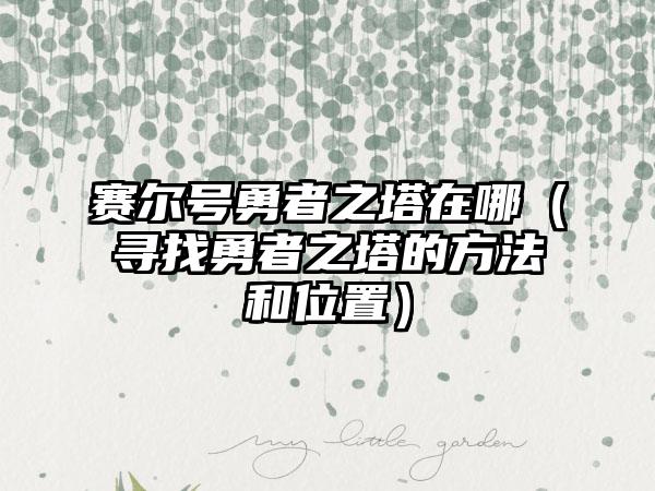 赛尔号勇者之塔在哪（寻找勇者之塔的方法和位置）