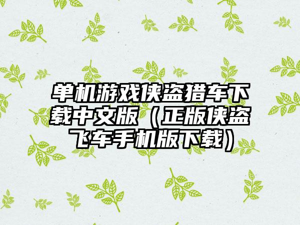 单机游戏侠盗猎车中文版（正版侠盗飞车手机版）