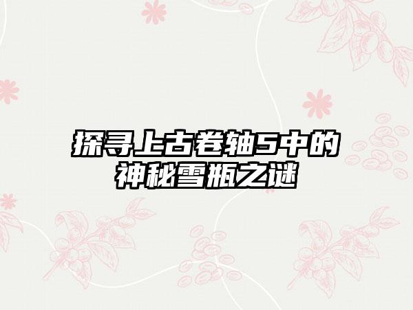 探寻上古卷轴5中的神秘雪瓶之谜