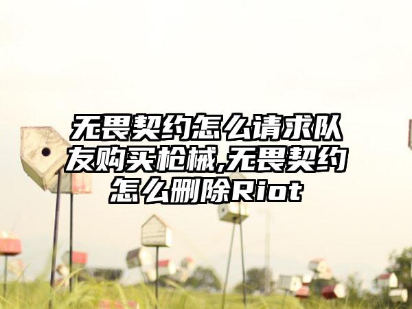 无畏契约怎么请求队友购买枪械,无畏契约怎么删除Riot