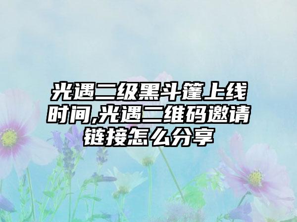 光遇二级黑斗篷上线时间,光遇二维码邀请链接怎么分享