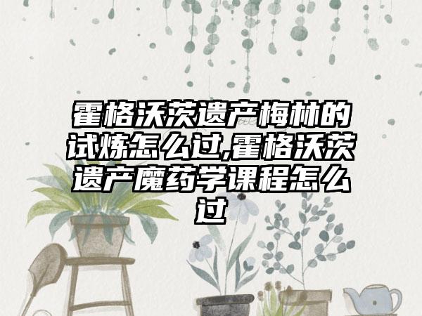 霍格沃茨遗产梅林的试炼怎么过,霍格沃茨遗产魔药学课程怎么过