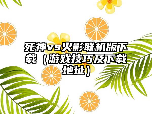 死神vs火影联机版（游戏技巧及地址）