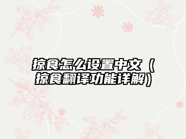 掠食怎么设置中文（掠食翻译功能详解）