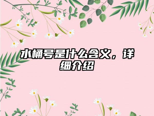 水桶号是什么含义，详细介绍