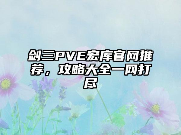 剑三PVE宏库推荐，攻略大全一网打尽