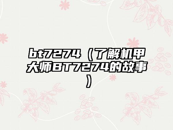 bt7274（了解机甲大师BT7274的故事）