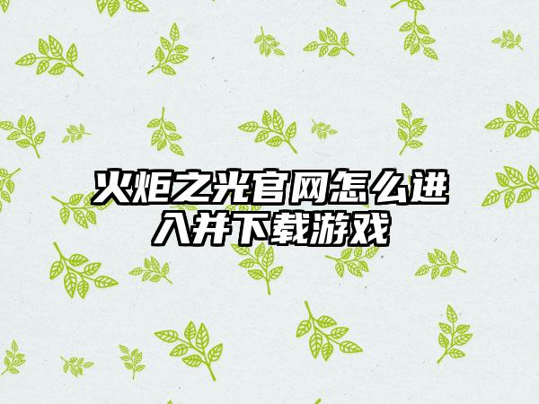 火炬之光怎么进入并游戏