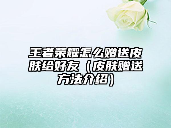 王者荣耀怎么赠送皮肤给好友（皮肤赠送方法介绍）