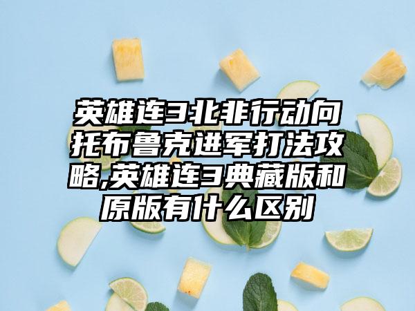 英雄连3北非行动向托布鲁克进军打法攻略,英雄连3典藏版和原版有什么区别