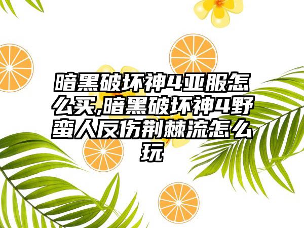 暗黑破坏神4亚服怎么买,暗黑破坏神4野蛮人反伤荆棘流怎么玩