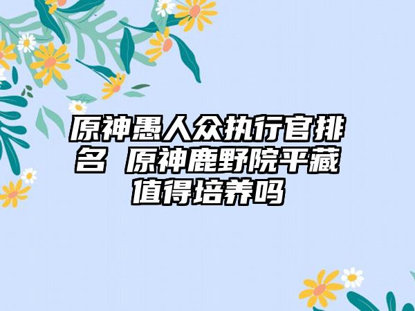原神愚人众执行官排名 原神鹿野院平藏值得培养吗
