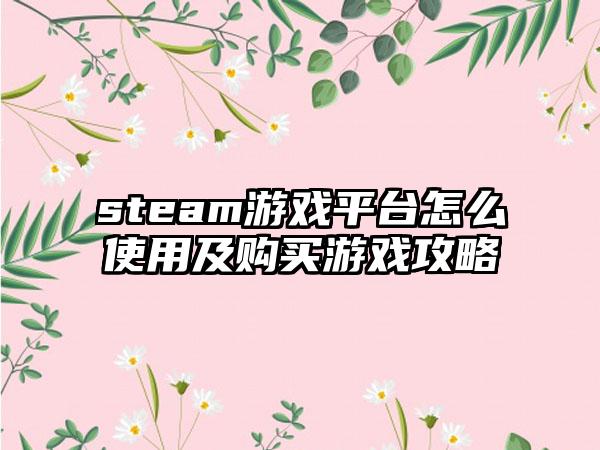 steam游戏平台怎么使用及购买游戏攻略