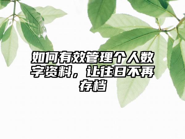 如何有效管理个人数字资料，让往日不再存档