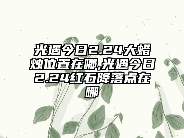 光遇今日2.24大蜡烛位置在哪,光遇今日2.24红石降落点在哪