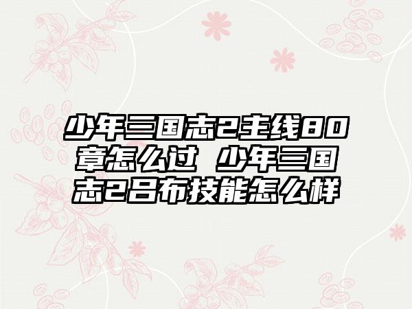 少年三国志2主线80章怎么过 少年三国志2吕布技能怎么样