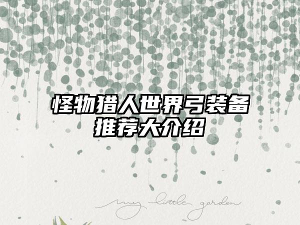 怪物猎人世界弓装备推荐大介绍