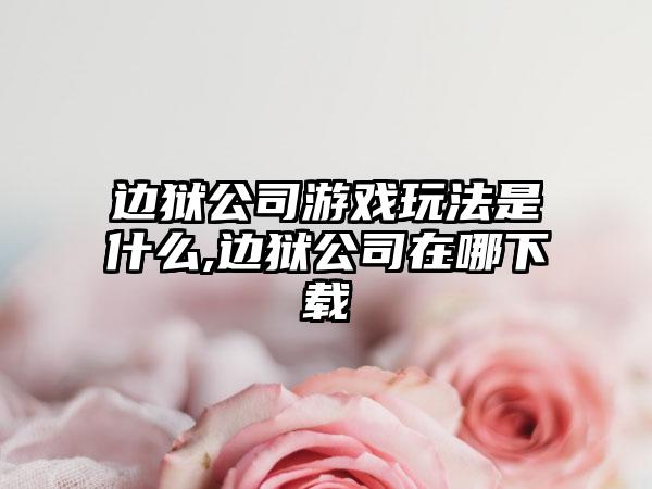 边狱公司游戏玩法是什么,边狱公司在哪