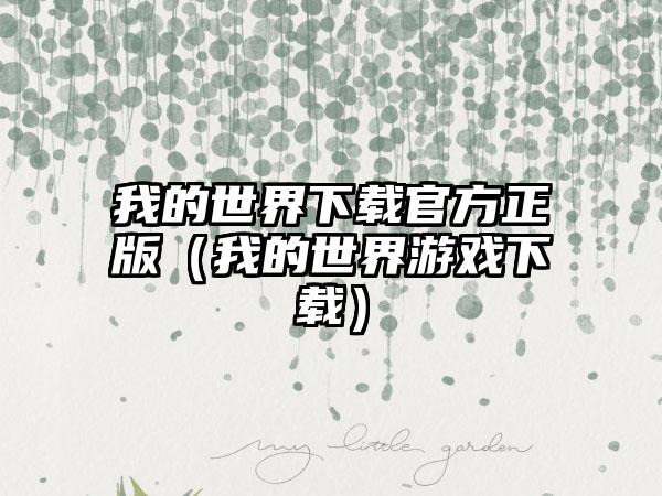 我的世界官方正版（我的世界游戏）