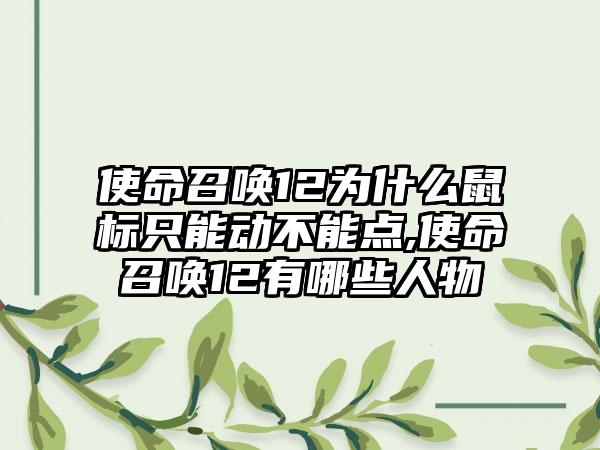 使命召唤12为什么鼠标只能动不能点,使命召唤12有哪些人物