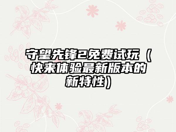 守望先锋2免费试玩（快来体验最新版本的新特性）