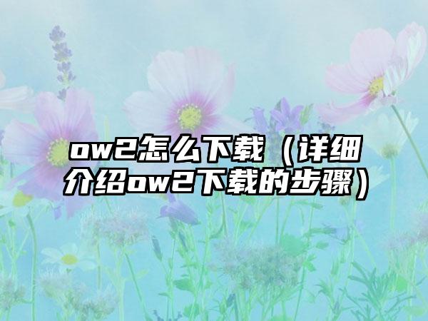 ow2怎么（详细介绍ow2的步骤）