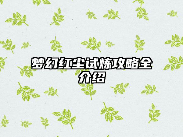 梦幻红尘试炼攻略全介绍