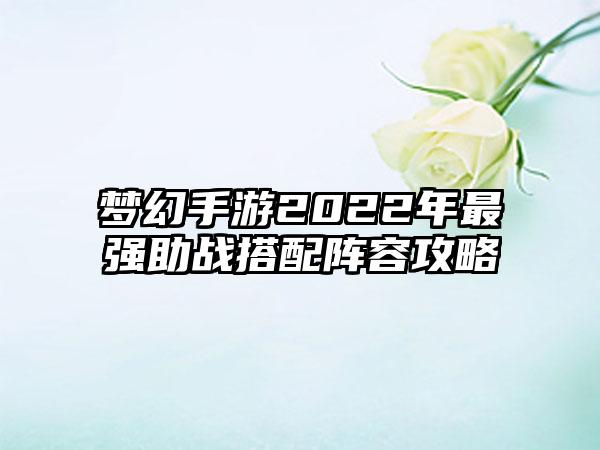 梦幻手游2022年最强助战搭配阵容攻略